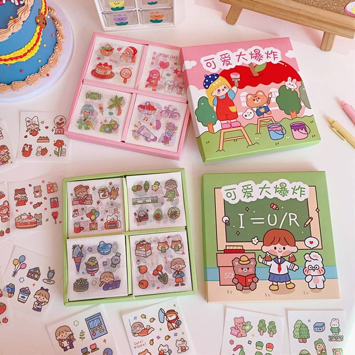 Set 100 Tấm Sticker Xinh Dễ Thương Hình Dán Cute Stickers Trang Trí Sổ Tay Dán Mũ Bảo Hiểm Điện Thoại Siêu Dễ Thương - Giao Mẫu Màu Ngẫu Nhiên