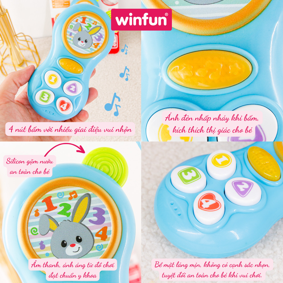 Điện thoại phát nhạc vui nhộn Winfun 0638 - đồ chơi âm nhạc phát triển trí tưởng tượng cho bé từ 3 tháng tuổi