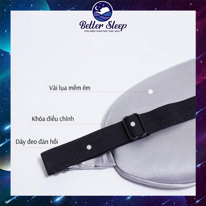 Bịt Mắt Ngủ Lụa Mềm Mại Thông Thoáng Có Dây Đeo Điều Chỉnh - màu Xám # 15 #BMNBS03