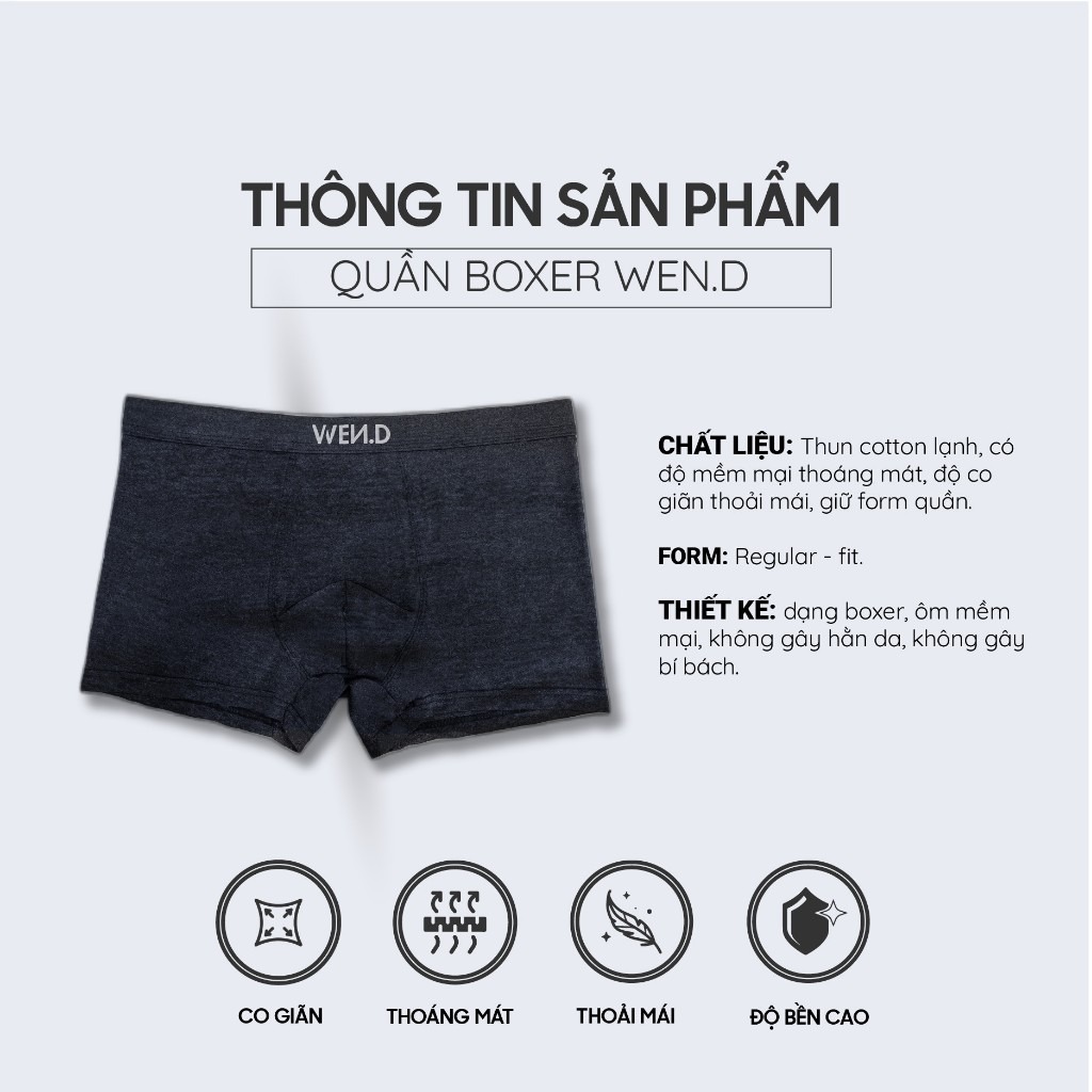 Quần lót boxer nam WEND Guardian Truck Bamboo kháng khuẩn, co dãn, thoáng khí, không hằn