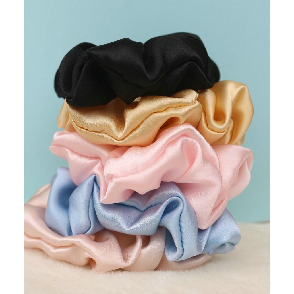 Scrunchies lụa cột tóc màu pastel trơn cao cấp iLita - Dây buộc tóc scrunchie set dễ thương sang trọng