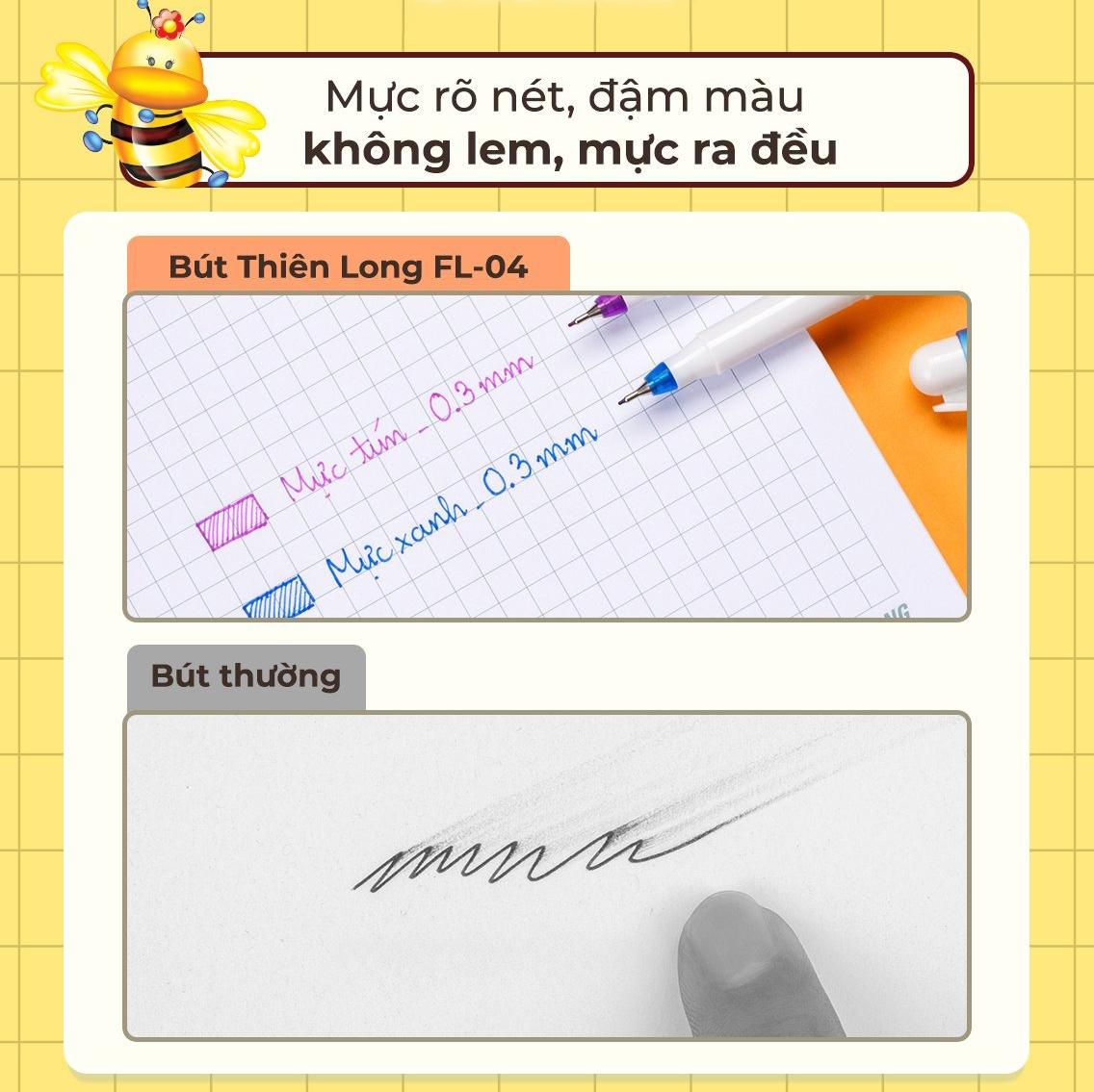 Vỉ 3 Bút Lông Kim Beebee Thiên Long - FL-04 - Màu Tím + Tặng Kèm 1 Bút Cùng Loại