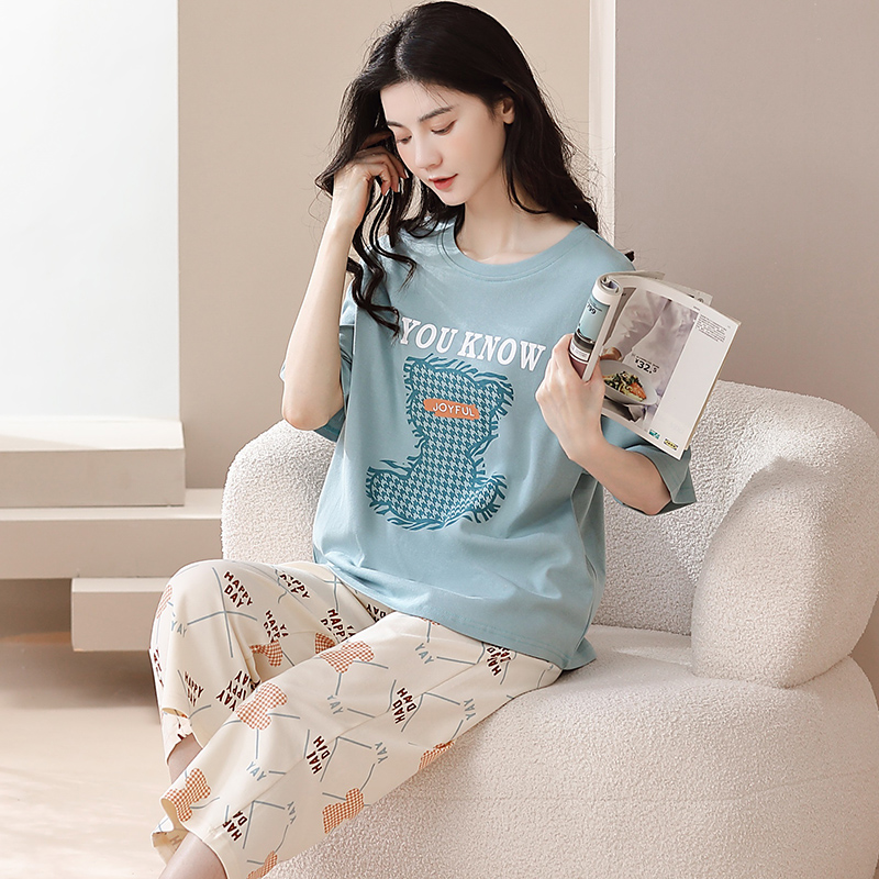 Bộ mặc nhà cotton tay ngắn quần lỡ 6110