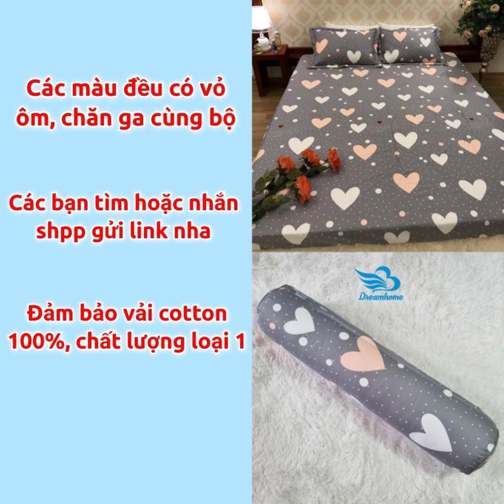 Vỏ gối cotton 100% 45x65 đẹp cao cấp 1 đôi, vỏ gối nằm cotton khóa kéo nhiều màu cho bé