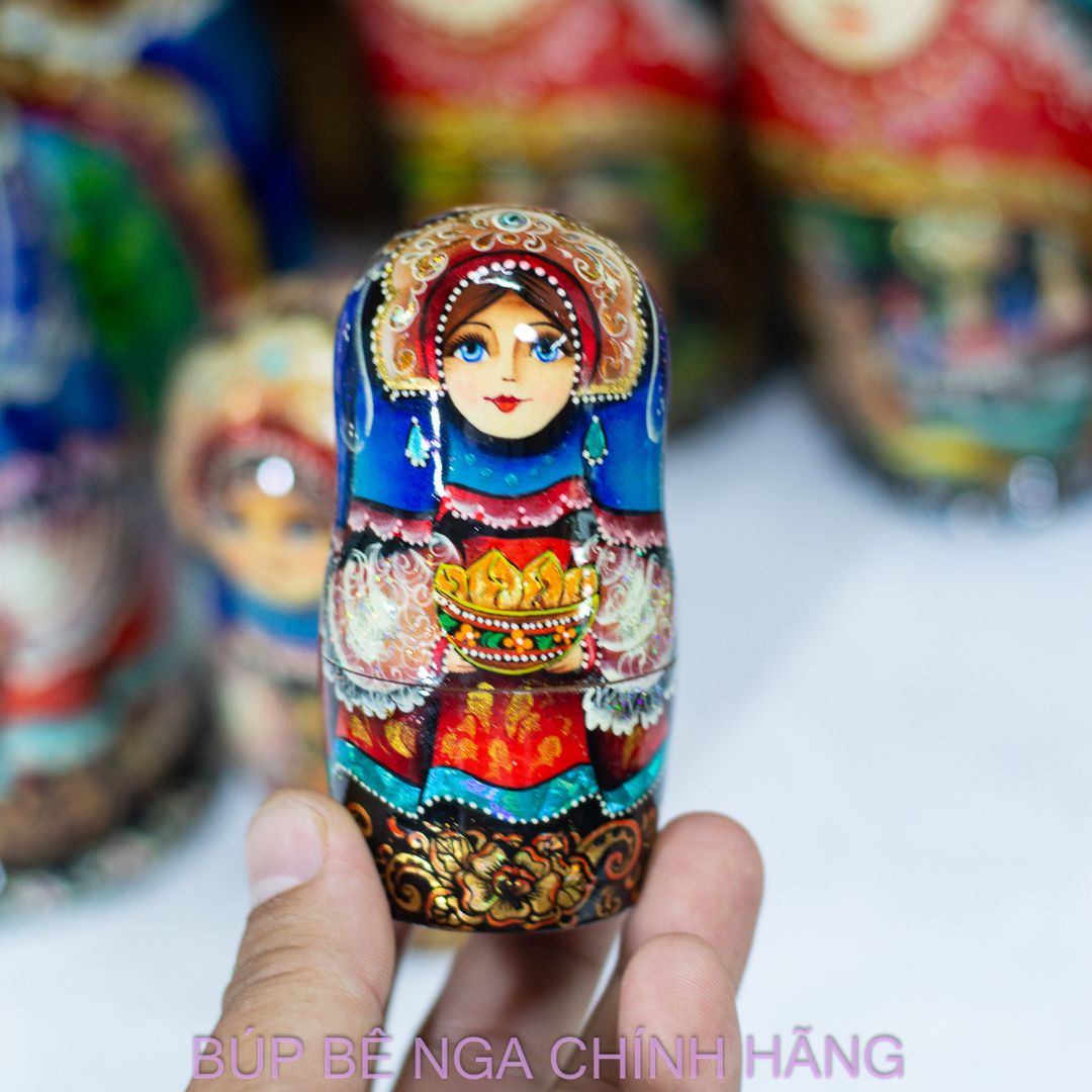 BỘ BÚP BÊ NGA MATRYOSHKA 5 LỚP 20CM CAO CẤP HOA VĂN "CÔNG CHÚA ÔM SAMOVAR" CỰC ĐẸP, TINH TẾ VÀ SANG TRỌNG