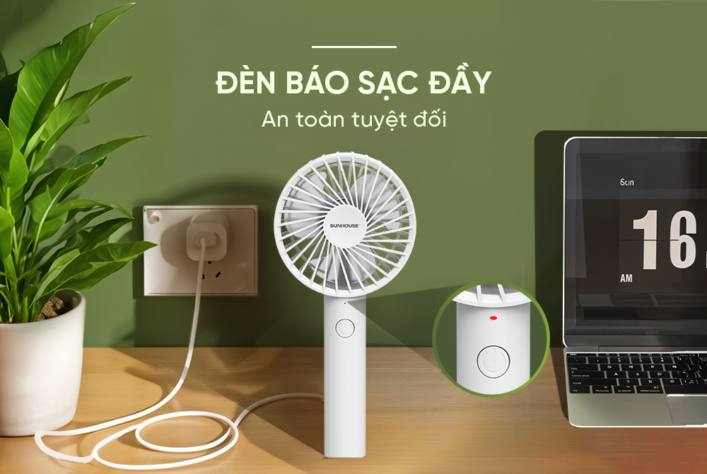 Quạt sạc mini cầm tay Sunhouse SHD7109 - Hàng chính hãng