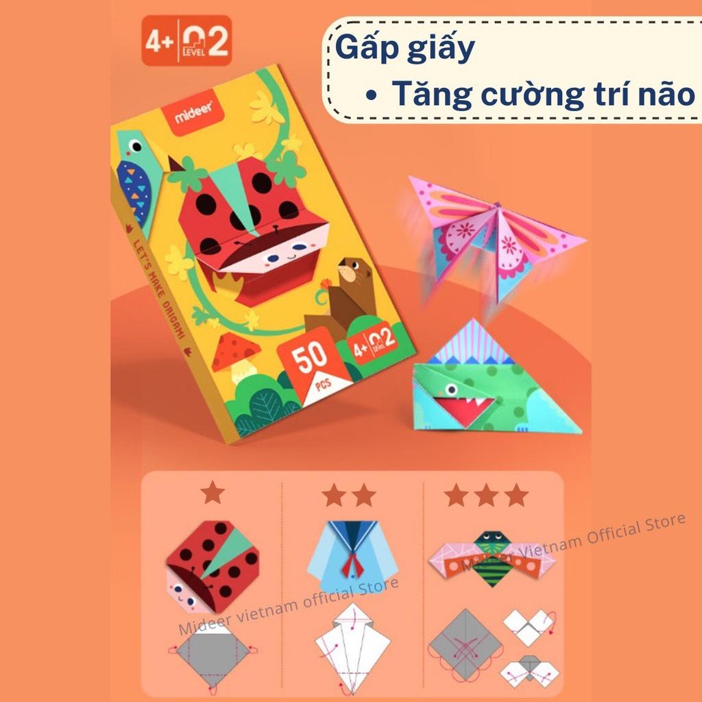 Giấy Gấp Origami Mideer Origami 3 cấp độ, Đồ Chơi Thủ Công giáo dục sáng tạo Cho Bé 2 3 4 5 Tuổi