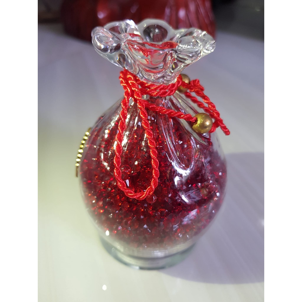 Tượng Túi Tiền Để bàn làm việc và xe hơi Thạch Anh ĐỎ ĐÔ ĐẬM ĐẸP tự nhiên cao 10cm x 7cm hợp mệnh HỎA THỔ trưng rất đẹp xinh may mắn ạ