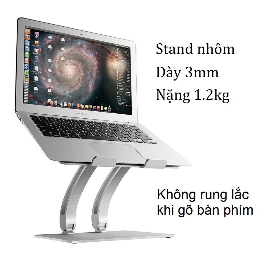 Đế nhôm gập điều chỉnh độ cao tản nhiệt dành cho Macbook, Laptop D2