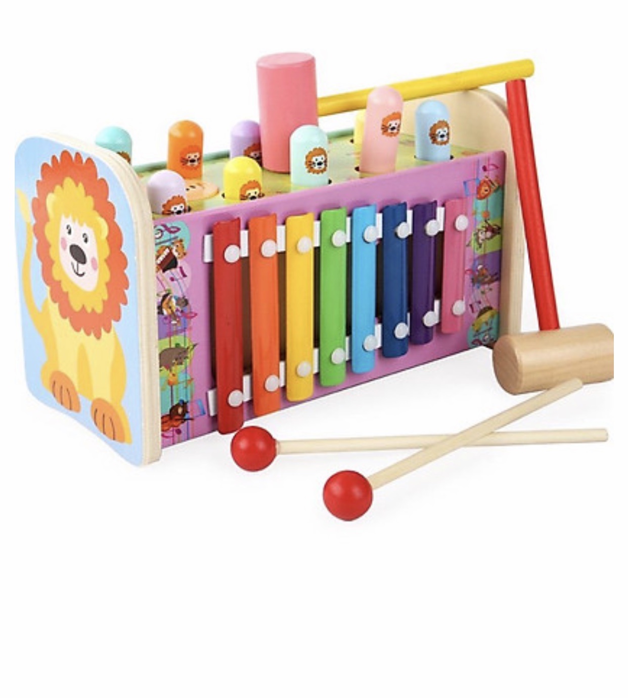 Đồ chơi cho bé BAPKIDS Đồ chơi gỗ thông minh Xe đập thú hình voi kèm trò chơi xếp dãy số