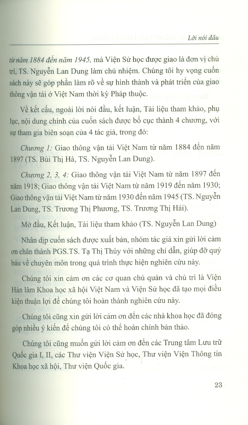 Lịch Sử Giao Thông Vận Tải Việt Nam Từ Năm 1884 Đến Năm 1945 (Sách Chuyên Khảo)