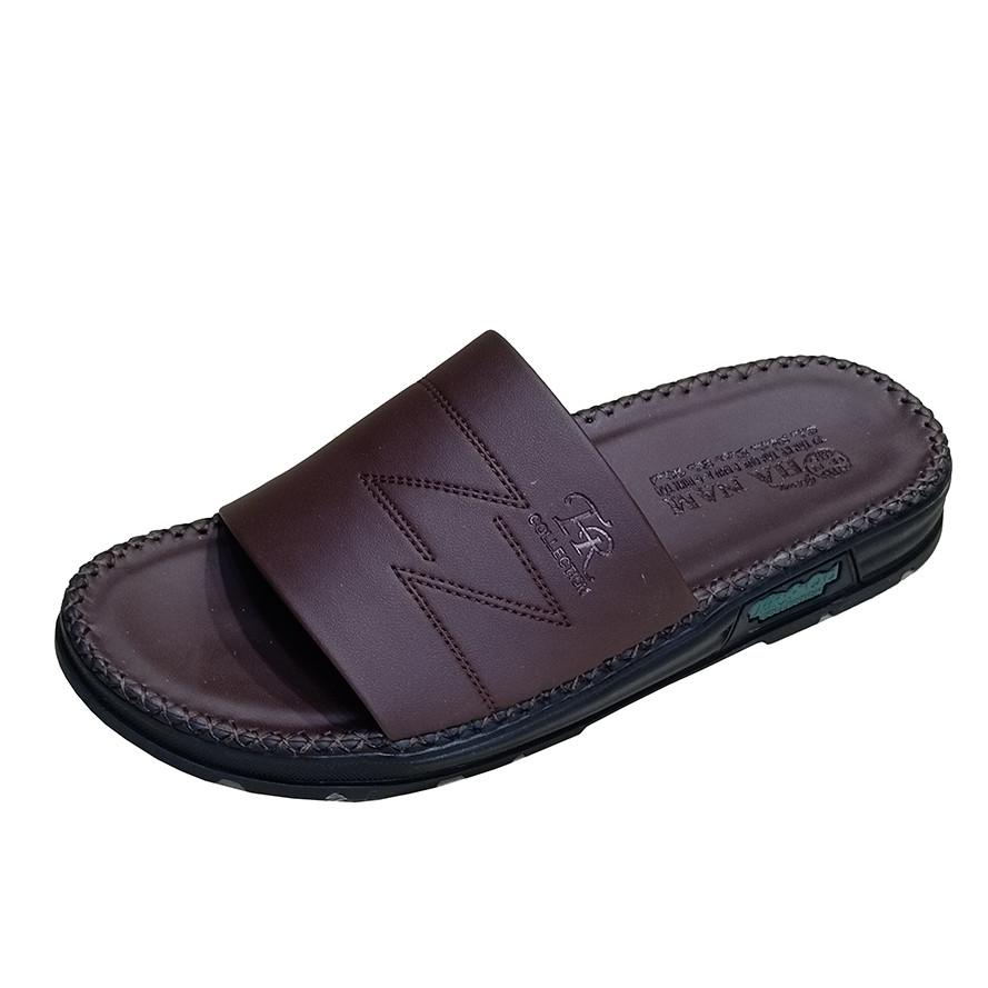 Dép Nam Quai Ngang Da Bò Thật TiTi ĐÔ Đã May Viền Chân Quai Chắc Chắn DNA220