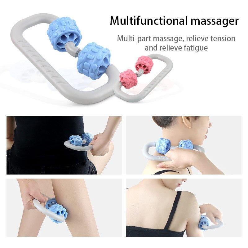 Double-wheeled Roller Manual Acupoint Muscle Relaxer Yoga Bodybuilding Massage Fashion Roller Yoga Sport PP Material Equipment