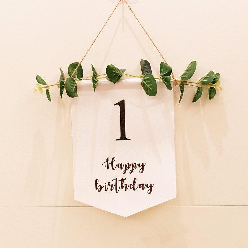 Banner bảng treo Happy Birthday trang trí sinh nhật, trang trí thôi nôi kiểu vintage Hàn Quốc