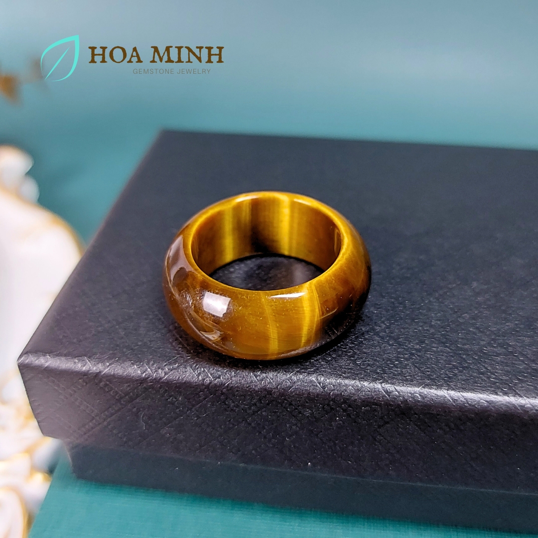 Nhẫn đá Mắt Hổ thiên nhiên loại 5A vip, dày 10-11 li nhẫn size lớn nhẫn nam