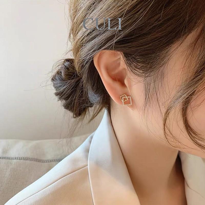Khuyên tai hình thoi đôi kết đá thời trang HT601 - Culi accessories