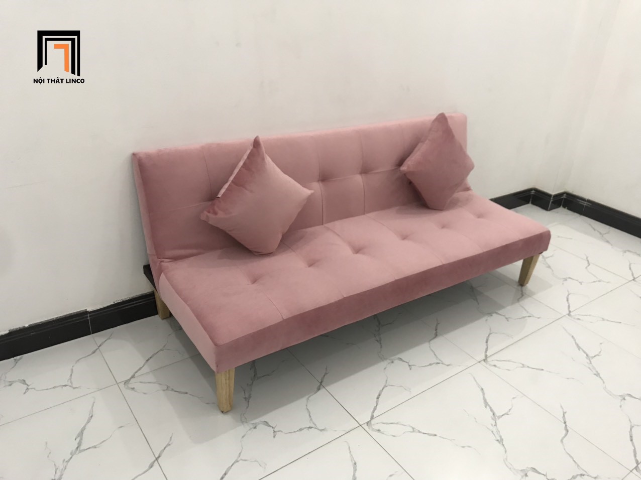 Ghế sofa bed bật giường nằm hồng cánh sen nhiều kích cỡ