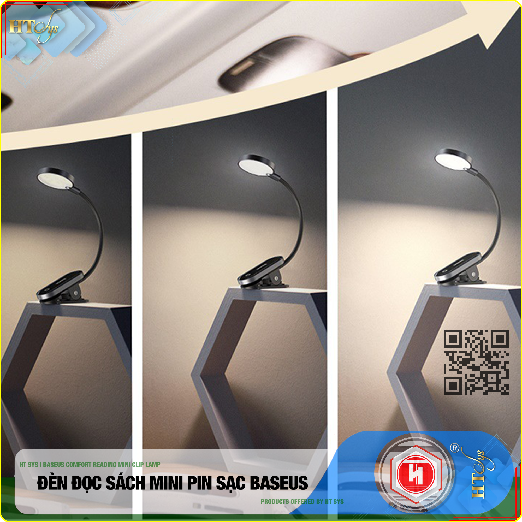 Đèn đọc sách mini HT SYS - Baseus Comfort Reading Mini Clip Lamp - (350mAh - 5V - 4000K - 24H sử dụng - Phím cảm ứng) - Hàng Nhập Khẩu