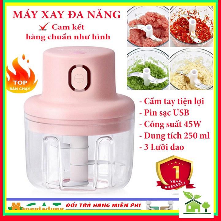 Máy xay tỏi ớt mini 250ml đa năng sạc điện cổng usb cầm tay tiện lợi