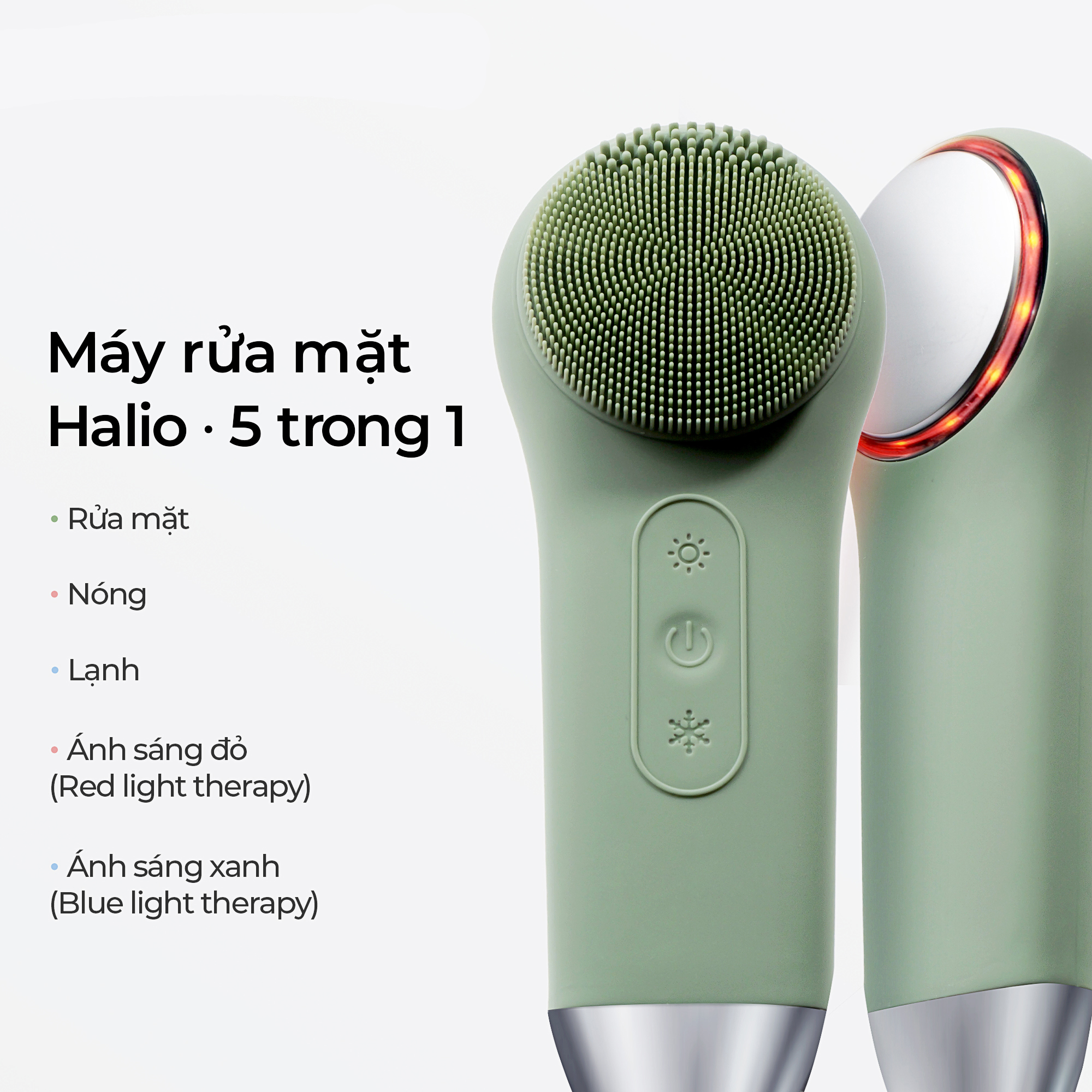 Máy Rửa Mặt Massage Tích Hợp Liệu Pháp Ánh Sáng Và Nhiệt Halio Multi-Task Cleansing & Massaging Device - Hàng Chính Hãng