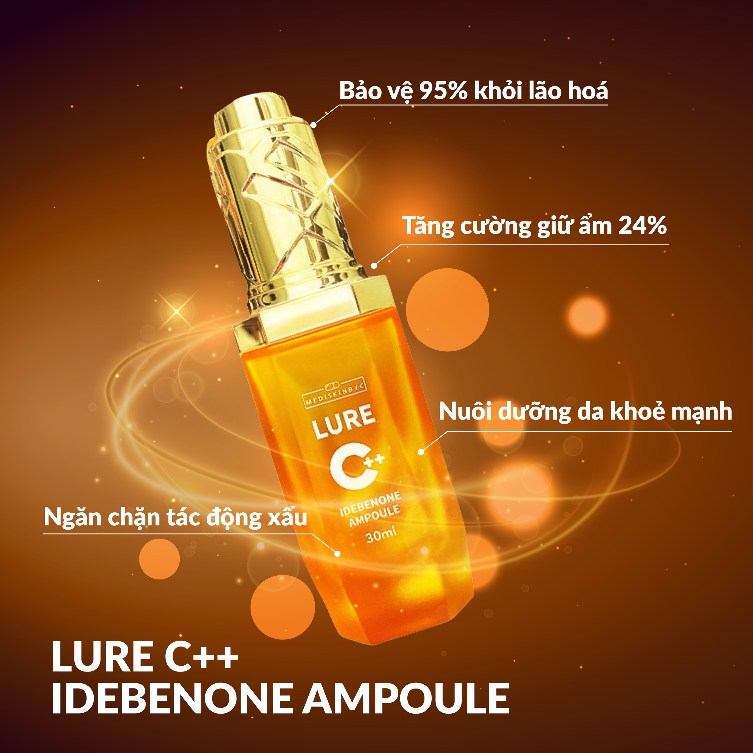 Siêu tinh chất dưỡng chuyên biệt chống lão hóa LURE C++ IDEBENONE AMPOULE 0,05% 30ml Từ MEDISKINBYC