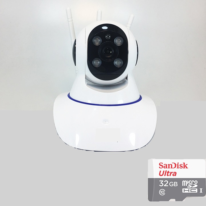 Camera wifi YooSee 3 râu 4 led HD-720P NN34 Hàng nhập khẩu tặng thẻ nhớ 32G