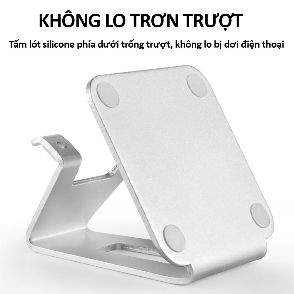 Giá Đỡ Để Bàn Điện Thoại Di Động, Máy Tính Bảng, Ipad Hợp Kim Nhôm Hàng Chính Hãng Helios - Bạc