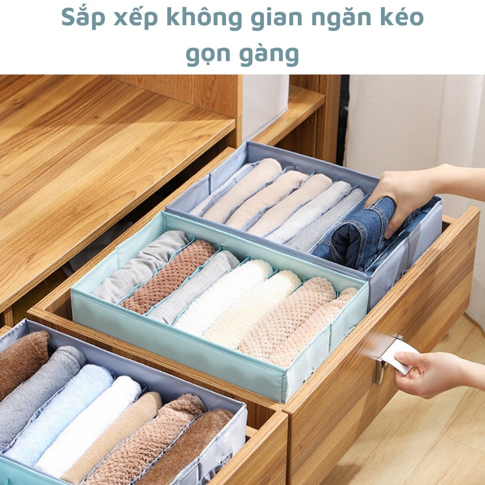 Hộp Vải Chia 9 Ngăn -  Đựng Quần Jean, Áo Sơ Mi, Thun, Đồ Lót - Đa Năng - Khay Túi Vải Cao Cấp Sắp Xếp Gọn Gàng Tủ Đồ