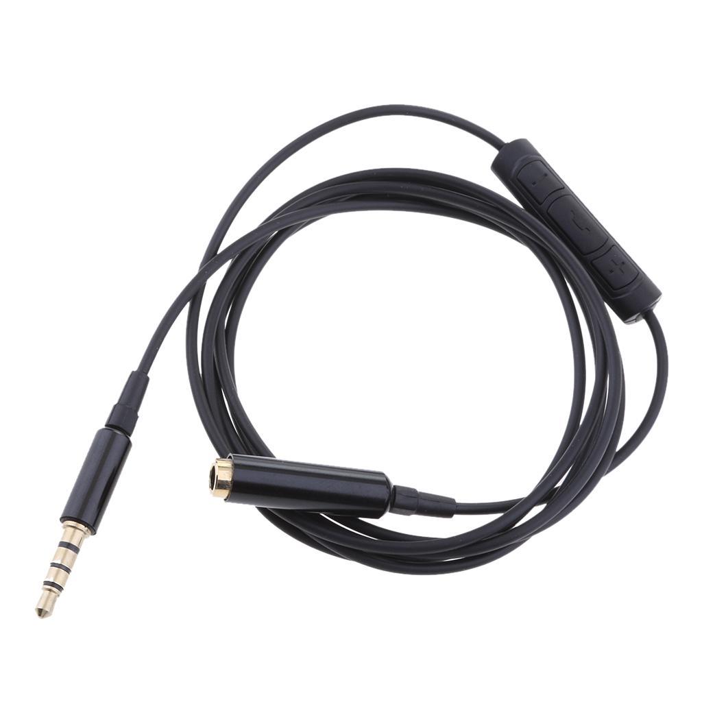 2Pieces 3.5mm Male to Female Stereo With Remote & Mic Audio Cable 1.2M