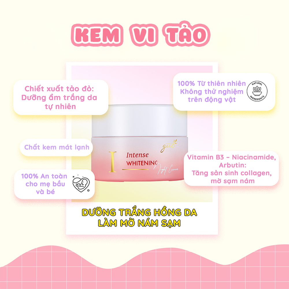 Kem Vi Tảo Đỏ Dưỡng Ẩm Trắng Da GUO - Intense Whitening Night Cream 30gr