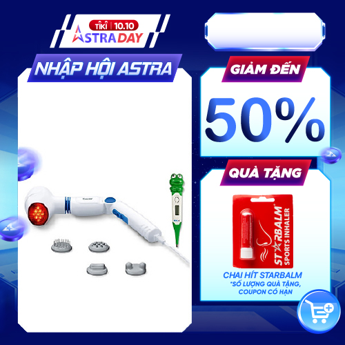 Combo Máy Massage Cầm Tay Có Đèn Hồng Ngoại Beurer MG40 + Nhiệt Kế Điện Tử Đầu Mềm Medilife ( hình thú ngẫu nhiên )