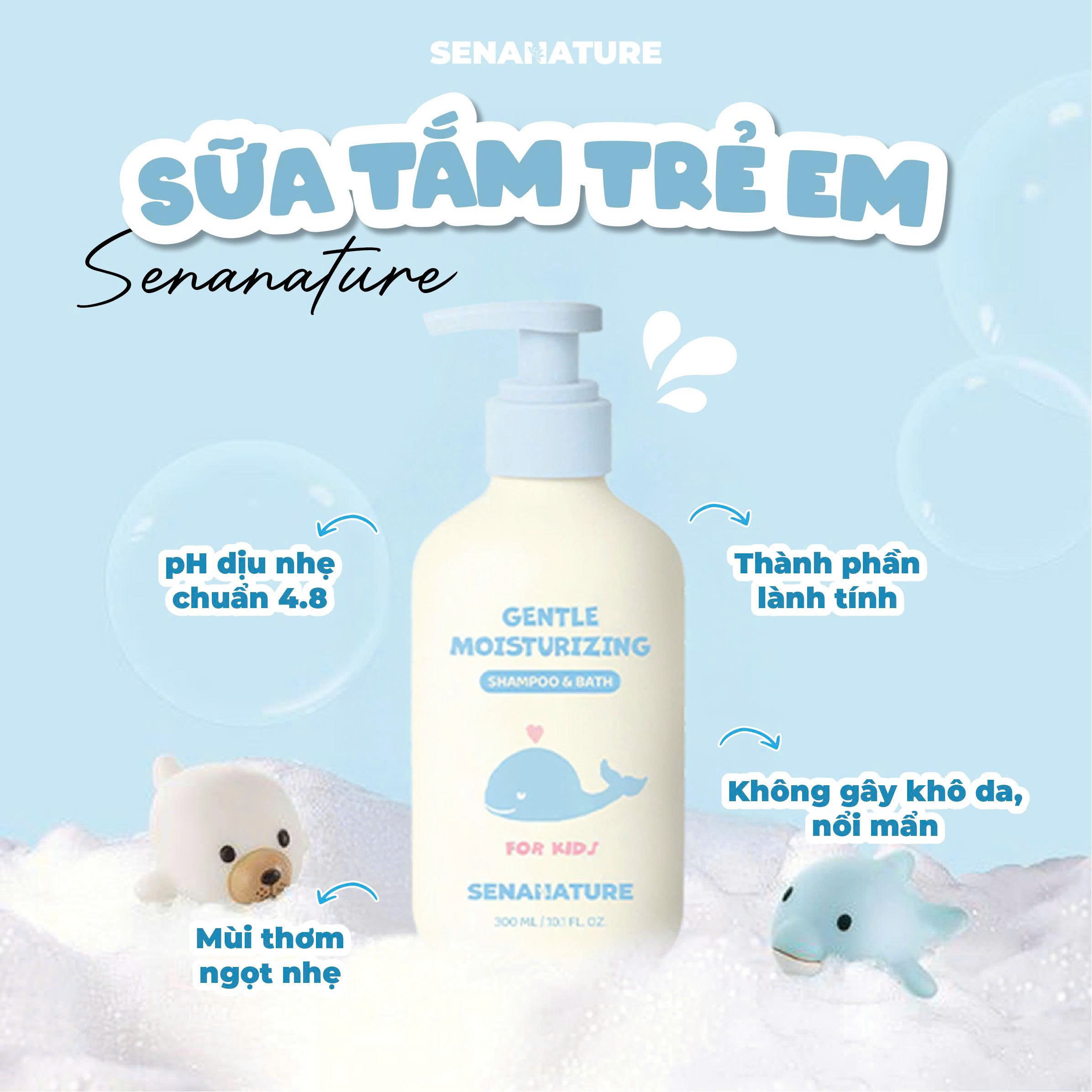 Sữa tắm gội trẻ em SENANATURE GENTLE MOISTURIZING SHAMPOO &amp; BATH 300ml