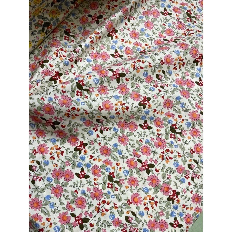 Vải thô cotton hướng dương hoa dây mịn mát may váy áo