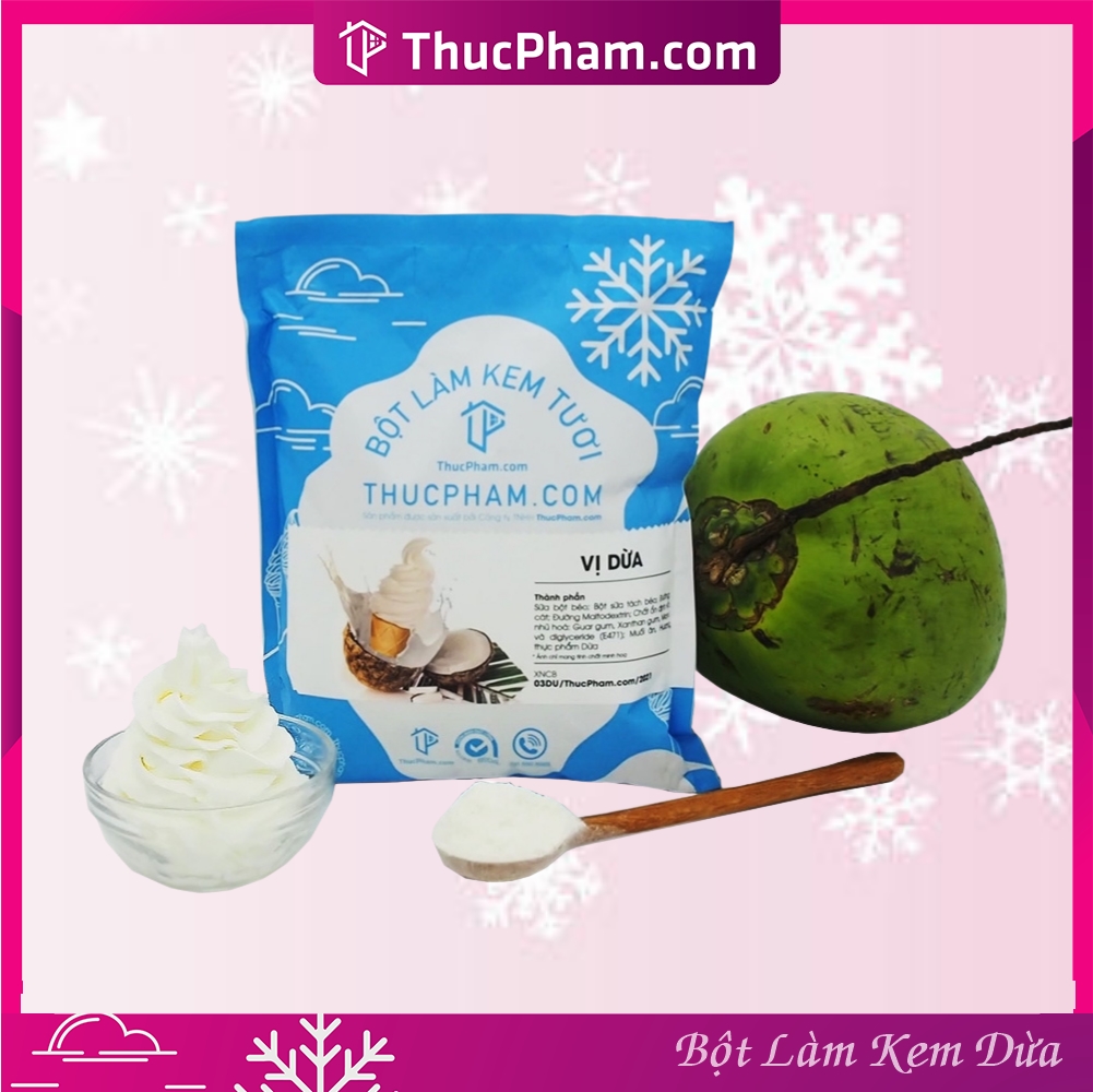Combo 5 Gói Bột Làm Kem Tươi ThucPham.Com Vị Dừa- Túi 1kg - Được Chứng Nhận HTQL An Toàn Thực Phẩm ISO 22000:2018