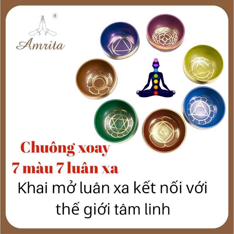 Bộ Chuông Xoay 7 Luân Xa Nepal - Chuông xoay 7 màu 7 luân xa - Bát xoay Nepal