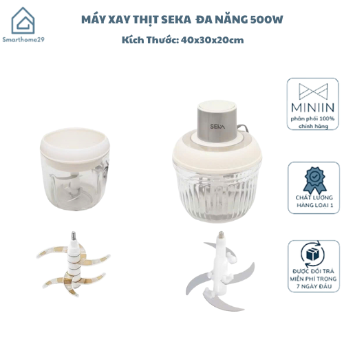 Máy Xay Thịt Thủy Tinh 2 Cối SEKA SK2287 Đa Năng 500W Tặng Kèm Lưỡi Đánh Ruốc- HÀNG CHÍNH HÃNG MINIIN