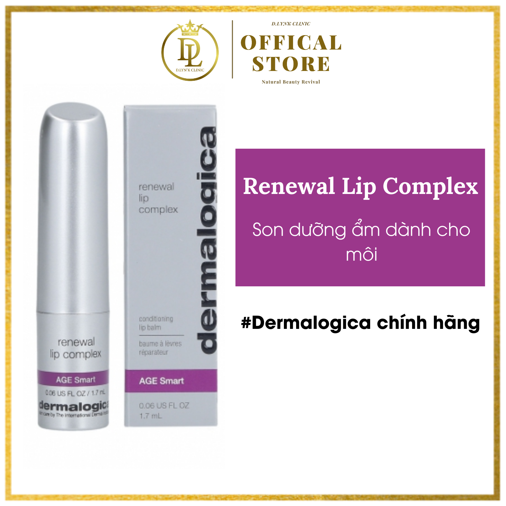 Son dưỡng môi chống lão hoá giúp dưỡng ẩm, làm mịn và chống nhăn cho môi Dermalogica Renewal Lip Complex 1.75ml