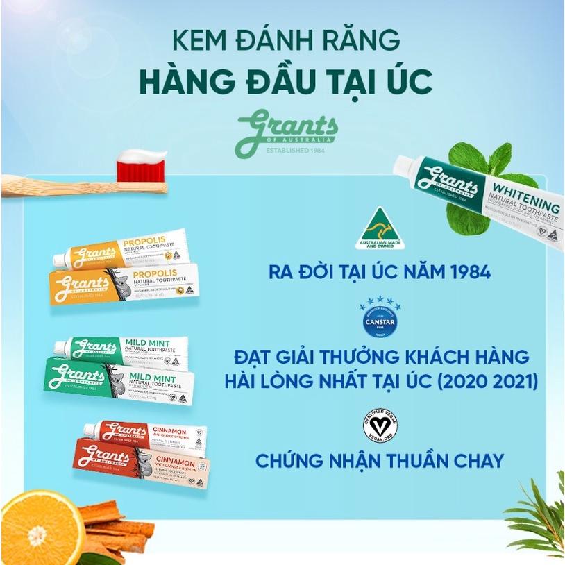 Kem Đánh Răng Thảo Dược Tràm Trà Bạc Hà Tự Nhiên Grants của ÚC, 110g, Hữu Cơ, Giảm Ê Buốt, Hơi Thở Thơm Mát, Sạch Mảng Bám, An Toàn, Trắng Răng