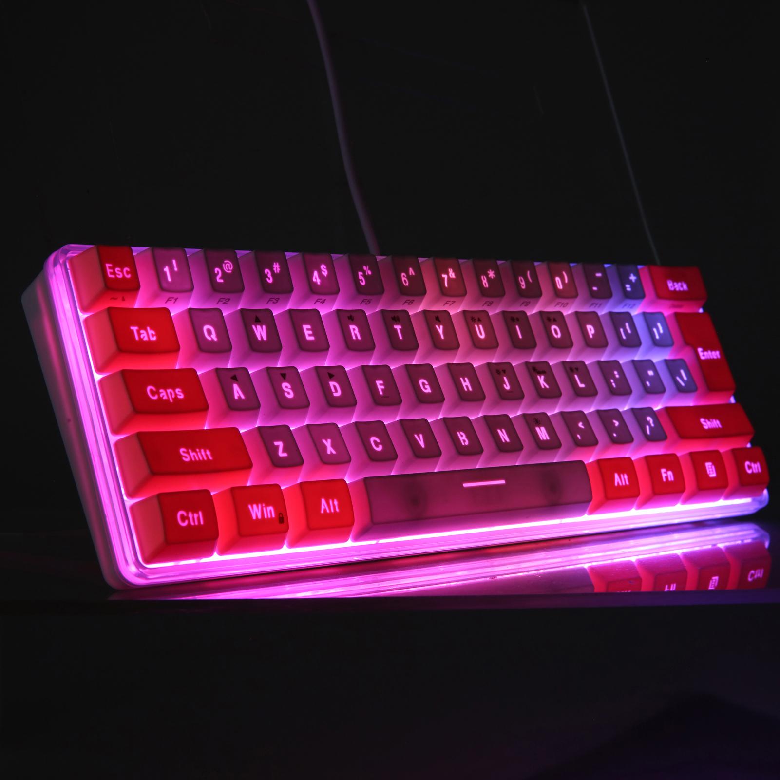61 Keys Wired Keyboard Membrane Keyboard Compact Design RGB Backlight Effect with Multimedia Shortcuts Detachable Data Cable