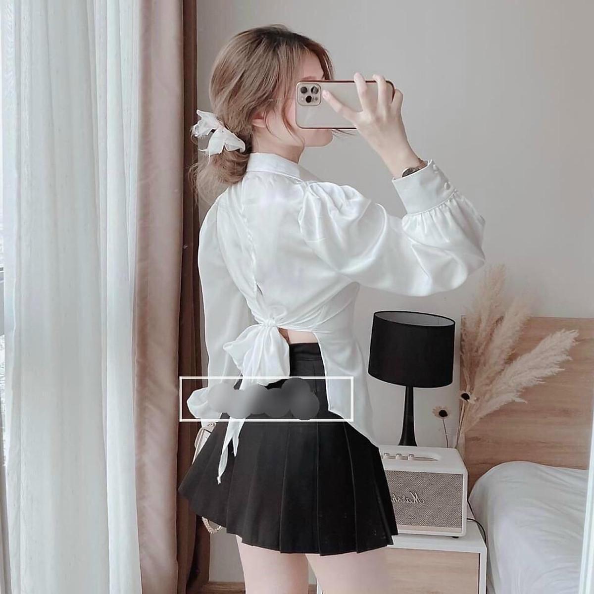 Áo Sơ Mi Nữ Tay Dài Cổ Bèo M055 Dáng Rộng Chất Voan Dày Cho nữ dưới 55kg Xinh Xắn