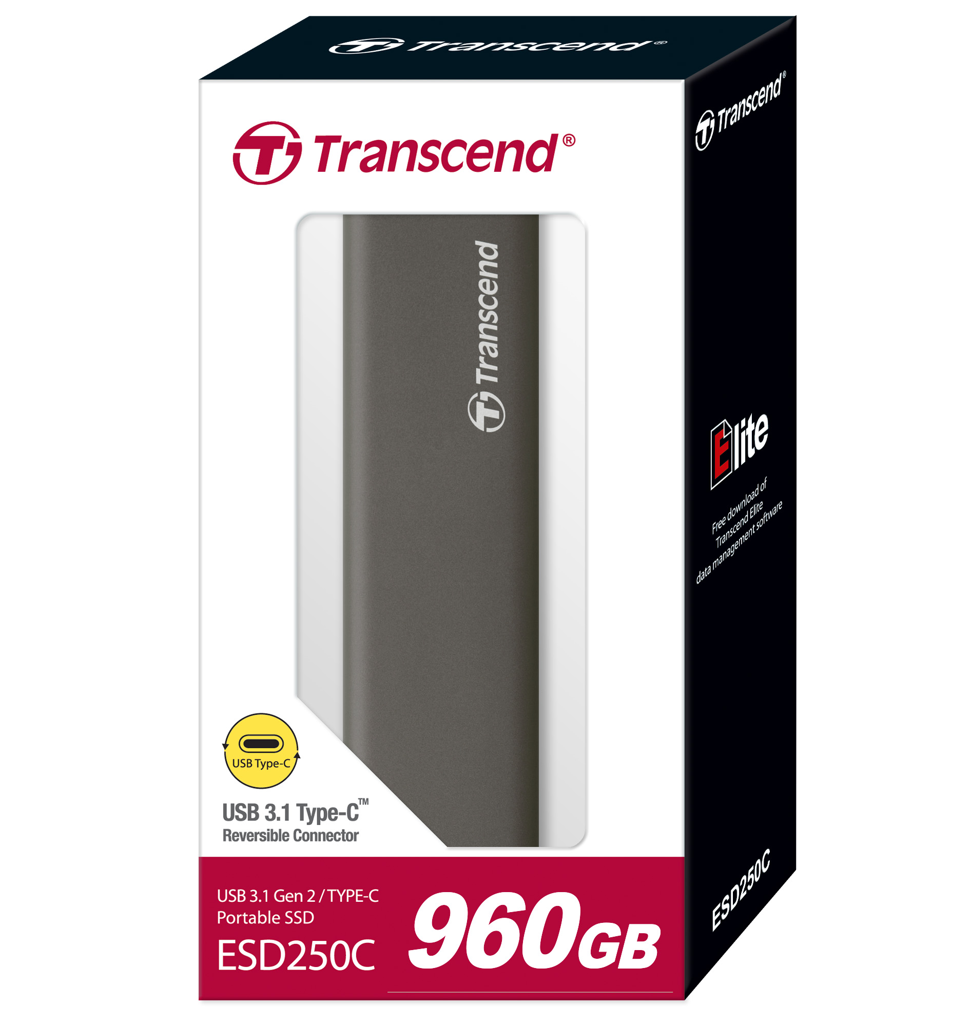 Ổ Cứng Di Động SSD Transcend ESD250C 960GB 2.5&quot; USB Type C - TS960GESD250C - Hàng Chính Hãng