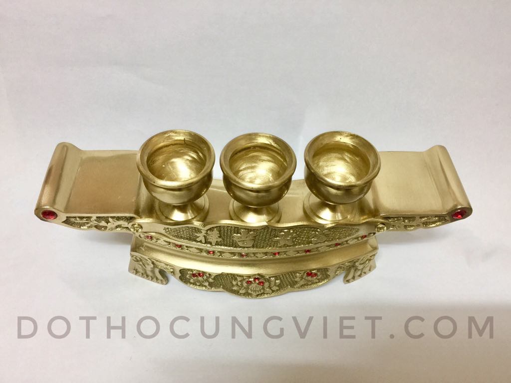 Bộ ngai 3 chén thờ cúng bằng đồng