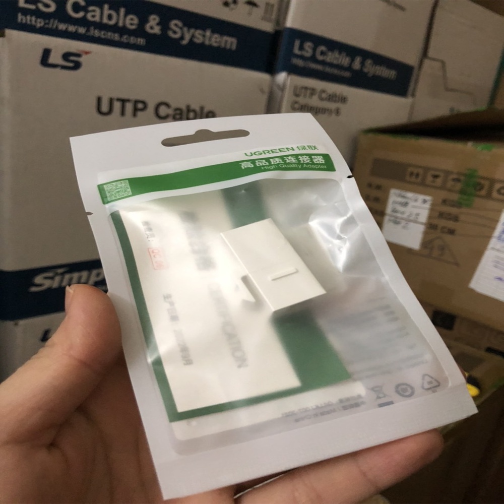 Mặt Nạ Mạng Âm Tường Màu Trắng LAN 1 2 Cổng RJ45 Và 1 Cổng Hình Vuông 86 Mm NW144 Hàng Chính Hãng Ugreen