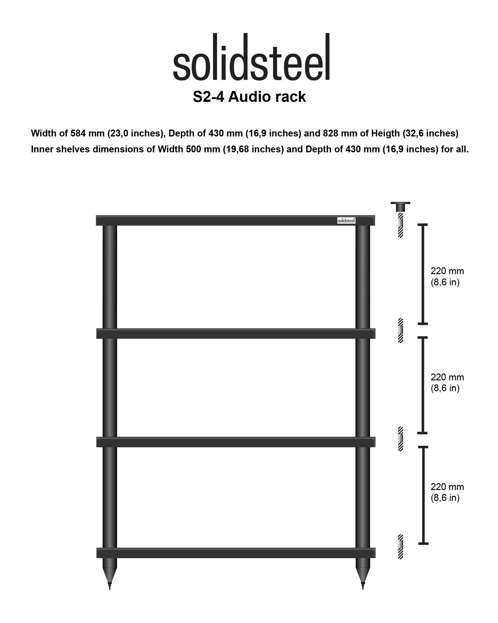 KỆ CÔNG SUẤT AMPLY SOLIDSTEEL S2-4 HÀNG CHÍNH HÃNG NEW 100%