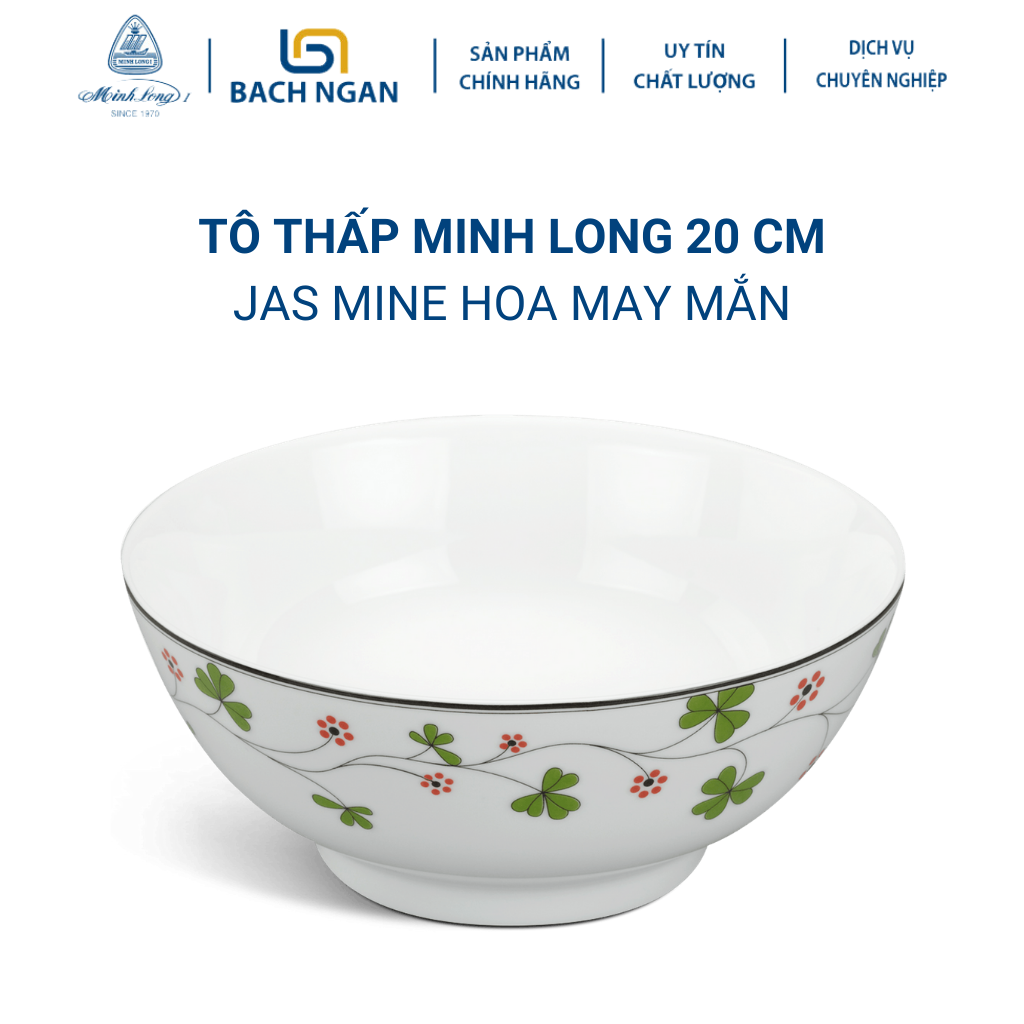 Tô thấp Minh Long 20 cm Jasmine Hoa May Mắn - Bằng sứ, Hàng Đẹp, Cao Cấp, Dùng Trong Gia Đình, Đãi Khách, Tặng Quà Tân Gia