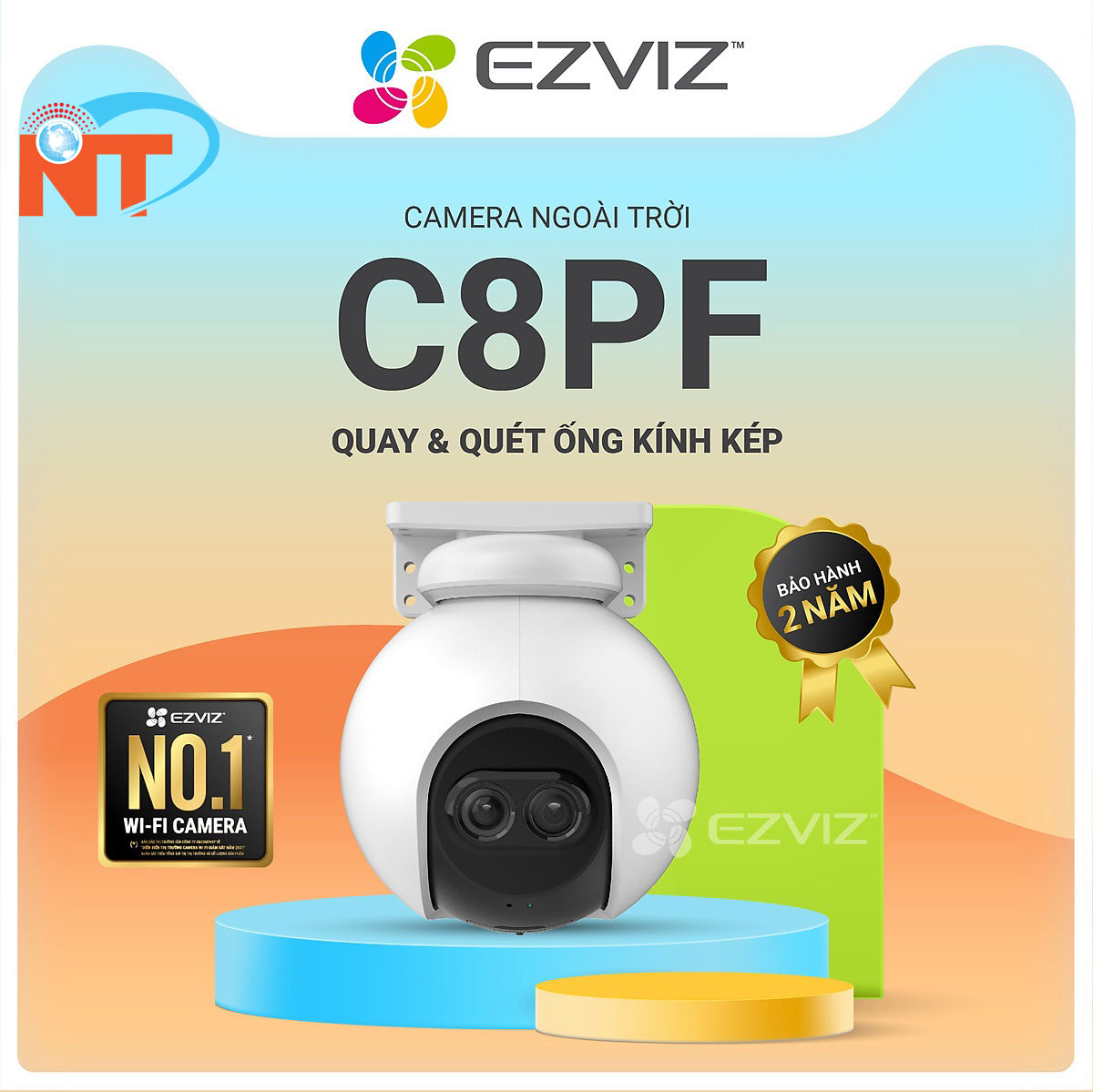 Camera EZVIZ C8PF 2MP, WI-FI , Ngoài Trời 360 Độ, Đàm Thoại Hai Chiều, AI - Hàng Chính Hãng