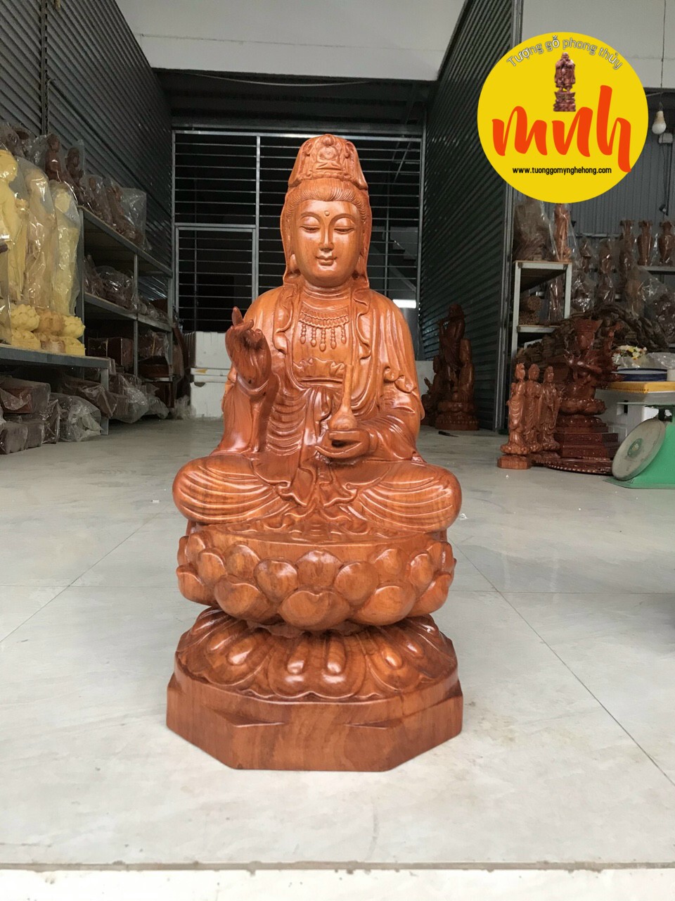 Tượng Gỗ Điêu Khắc Mẹ Quan Âm Kích Thước Cao 30cm, 40cm, 50cm, 60cm