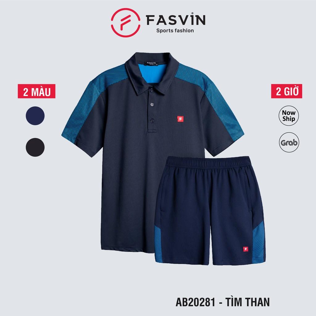 Bộ thun thể thao nam Fasvin AB20281.HN cộc tay cổ bẻ vải thể thao mềm nhẹ co giãn tốt