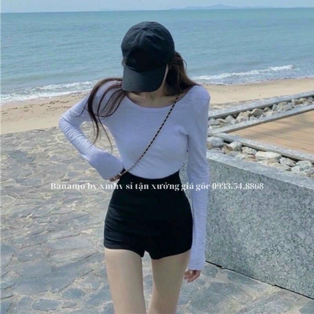Quần short đùi cotton khoá lệ dáng ngắn cạp cao chất thun siêu co giãn thời trang Banamo Fashion 611