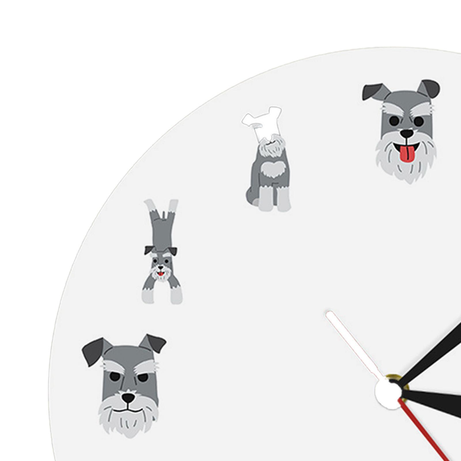 Wall Clock 12 inch I Love Schnauzer Analog Clock Cartoon Wall Hanging Clock Decorative Clock for Home Office Decor